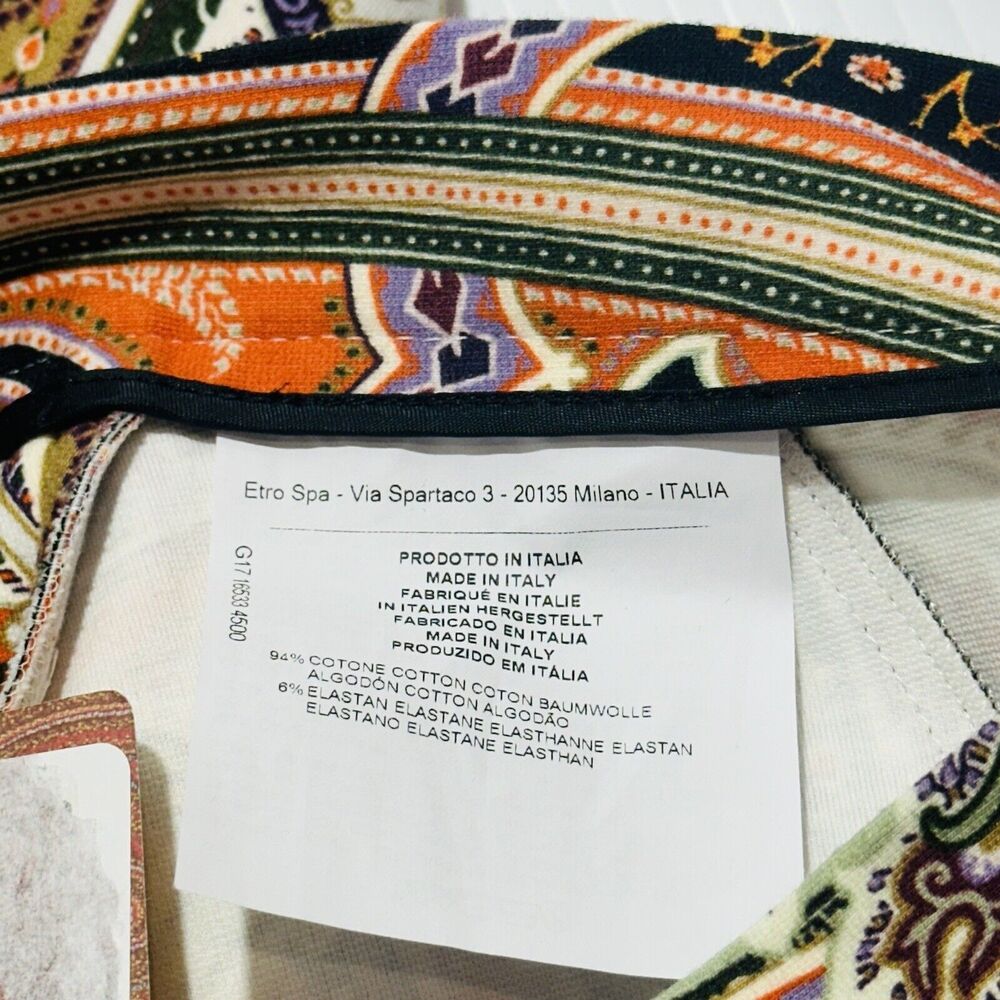 ETRO A-Line Skirt 42 US 6 Orange Multi Color Paisley Jersey Skirt IT NWT $890 - Picture 4 of 8